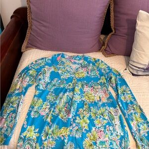 Lilly Pulitzer Blue and Green Floral Top